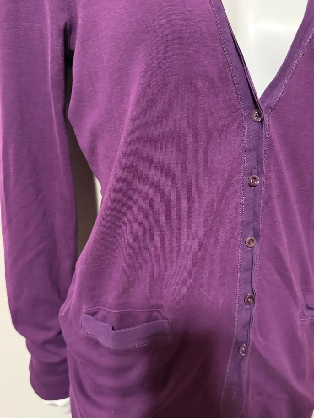 J. Crew Purple V‑Neck Button Front Cardigan